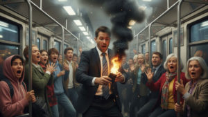 モバイルバッテリー発火イメージ